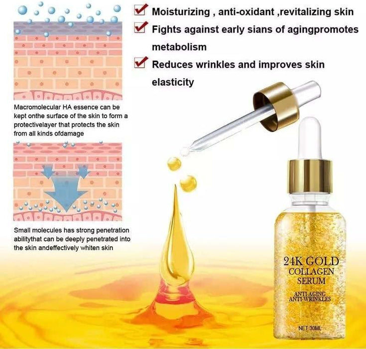 24K Gold Serum for Moisturizing and Hydrating Dark Circles Eye Cream Face Essence Skin Care